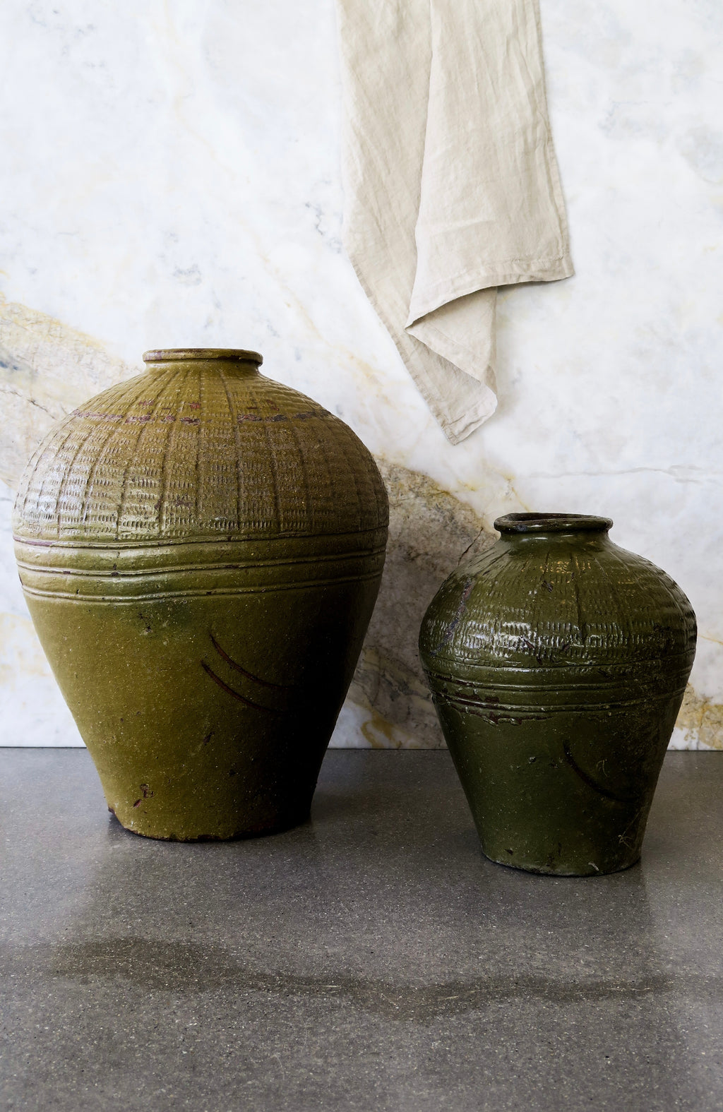 Organic Glazed Pot - Olive (Large)