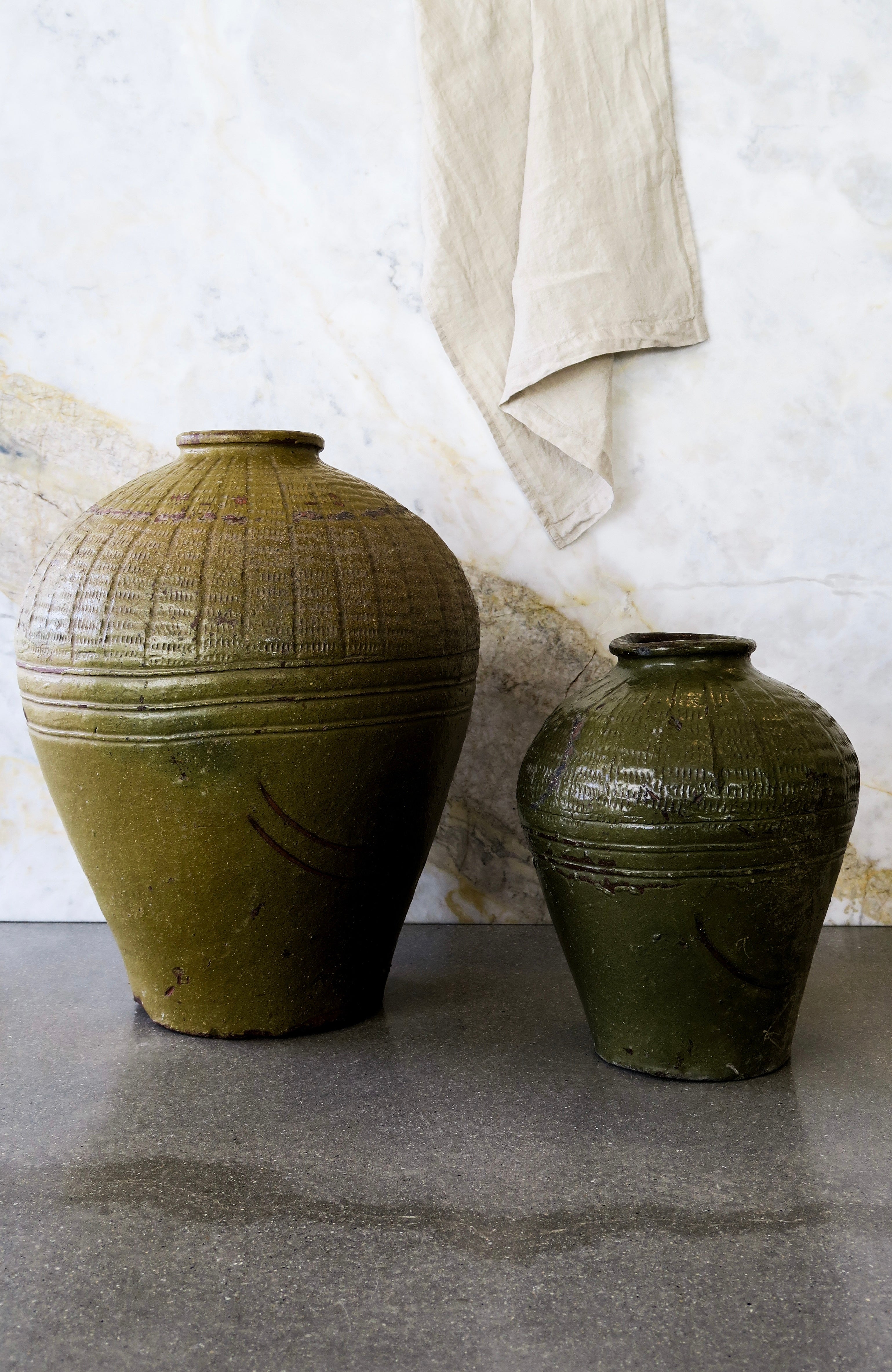 Organic Glazed Pot - Olive (Large)