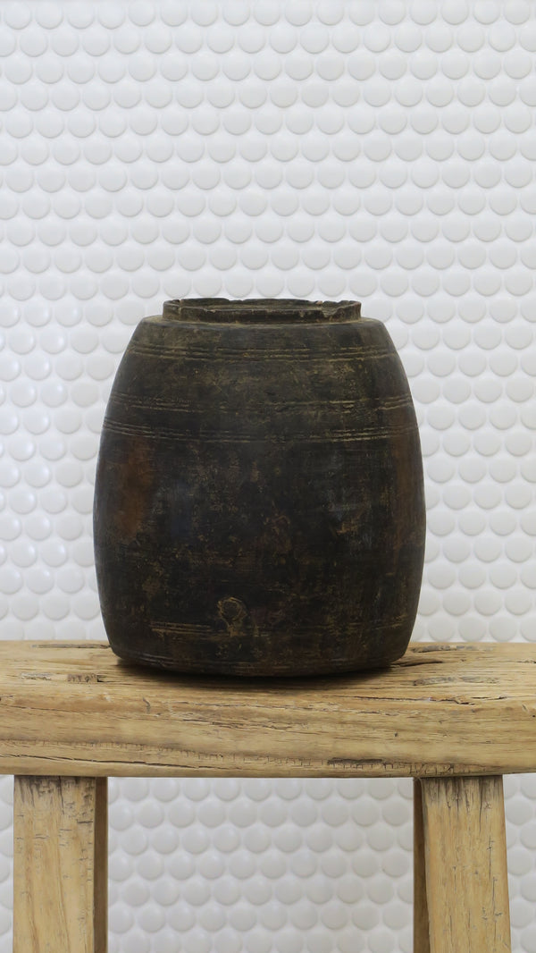 Vintage Indian Wooden Pot