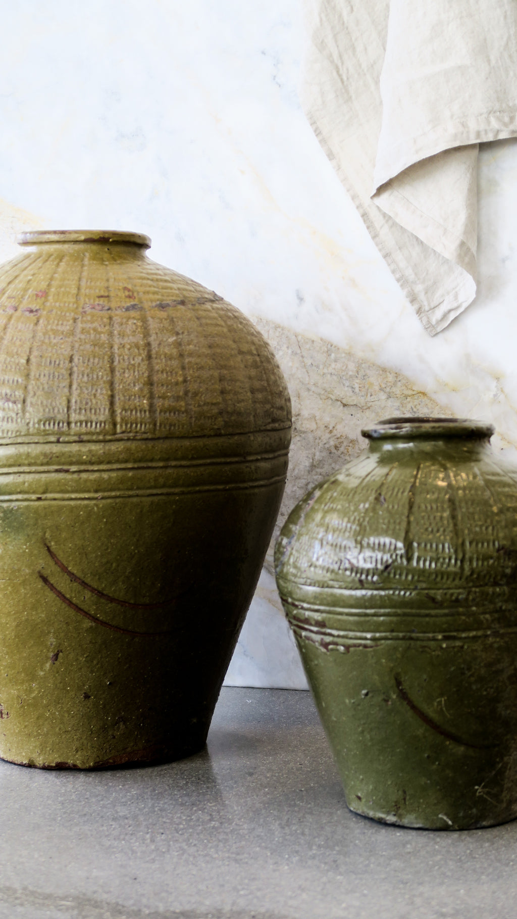 Organic Glazed Pot - Olive (Large)