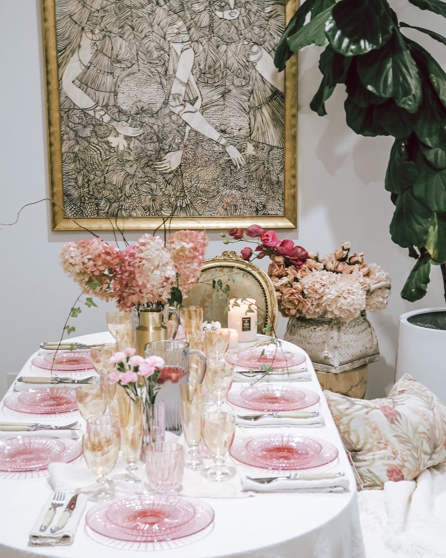 Pink Set Of Two Glass Plate